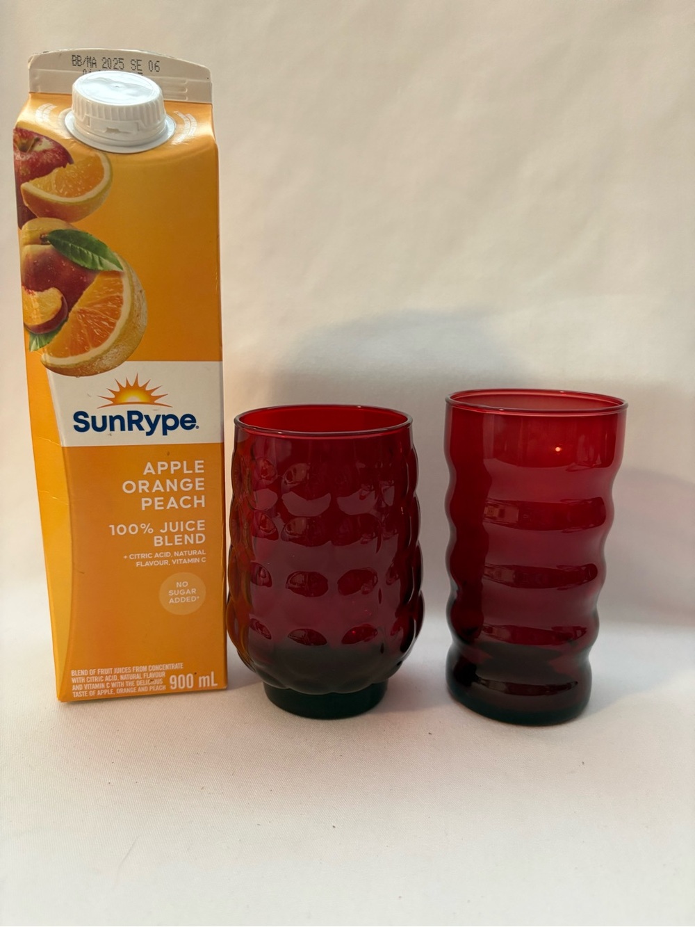 2-Anchor Hocking Royal Ruby, red Tumbler Glasses.. Beehive/ Bubble styles